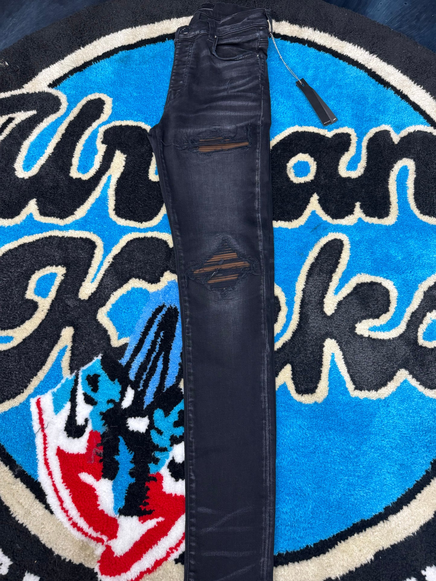 Amiri Biker Jeans~ Washed Black/Brown Patches